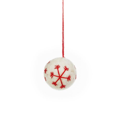 Handmade Felt Traditional Snowflake Baubles Hanging Christmas Tree Decorations