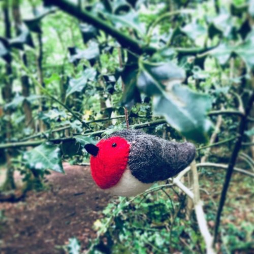 Handmade Rosie Robin Needle Felt Hanging Christmas Tree Decoration