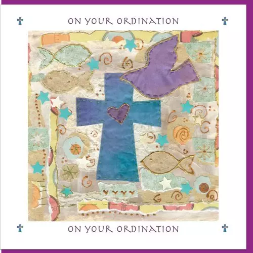 Ordination Blue Cross Greetings Card