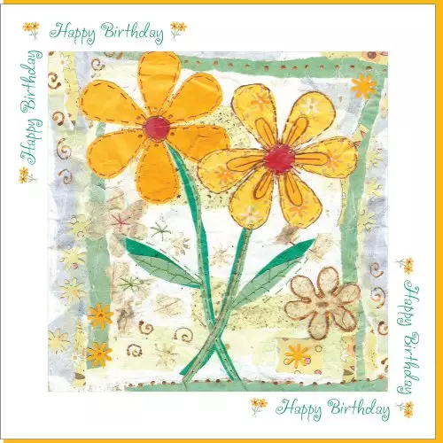 Birthday Yellow Flowers Greetings Card
