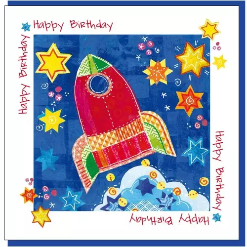 Rocket birthday Greetings Card