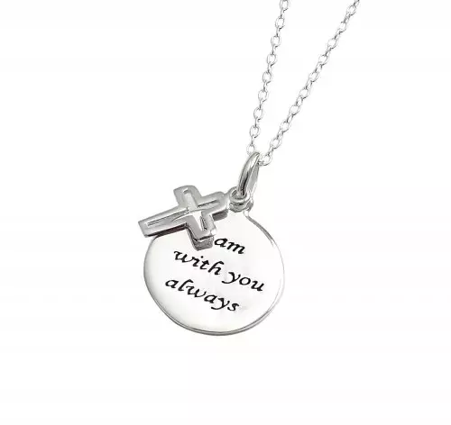 Sterling silver Disc Pendant with Cross Charm