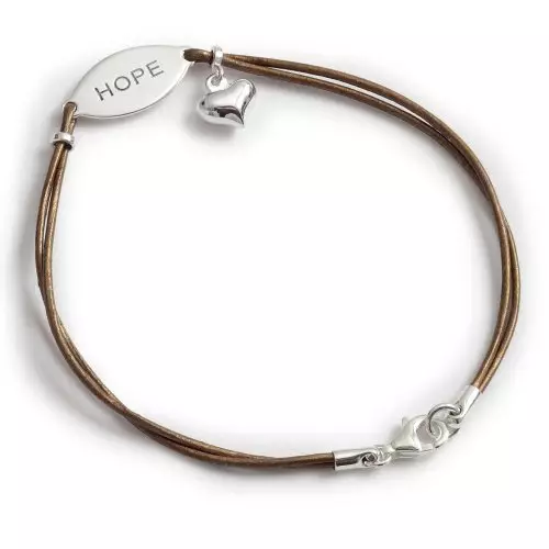 Hope Leather Bracelet with Heart Charm