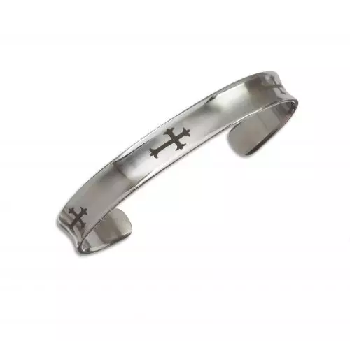 Urban Clip Over Bangle with Etched in Cross Design