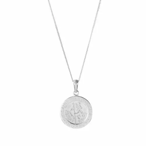 Sterling Silver St Christopher 'Protect Us' Pendant