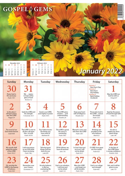 Gospel Gems Calendar 2022 - Pack of 25