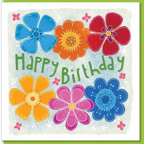 Colourful birthday  flowers Greetings Card