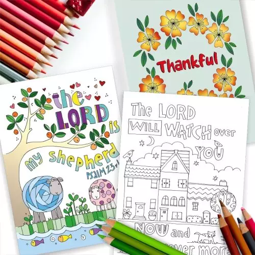 10 Psalms Colouring Postcards