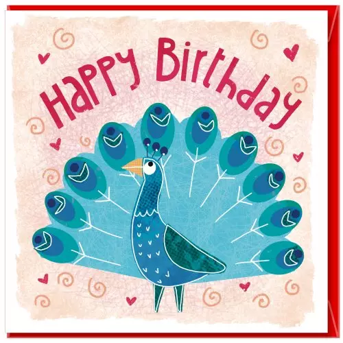 Happy Birthday Peacock Greetings Card