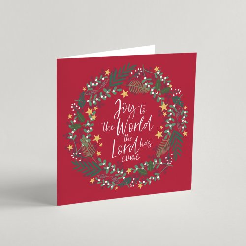 Joy to the World Red Christian Christmas Cards Pack of 10