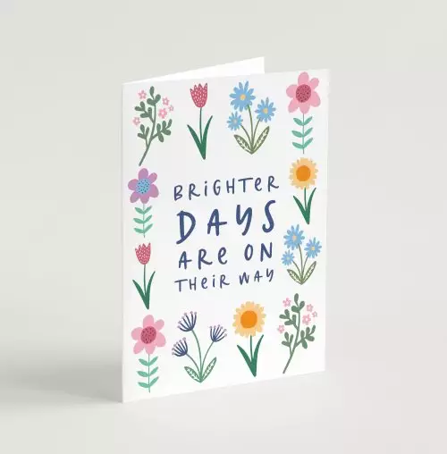 'Brighter Days' (Spring version) with bible verse A6 Greeting Card