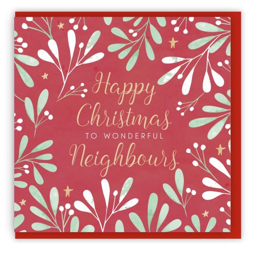 Happy Christmas to Wonderful Neighbours Single Christmas Card