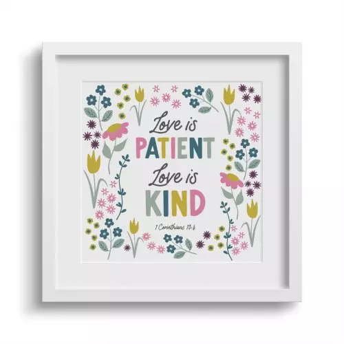 'Love is Patient' Framed Print - 6 x 6"