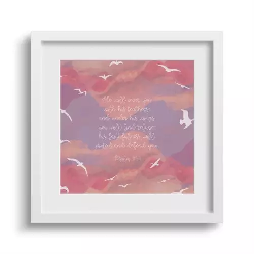 'Under His Wings' Framed Print - 6 x 6"