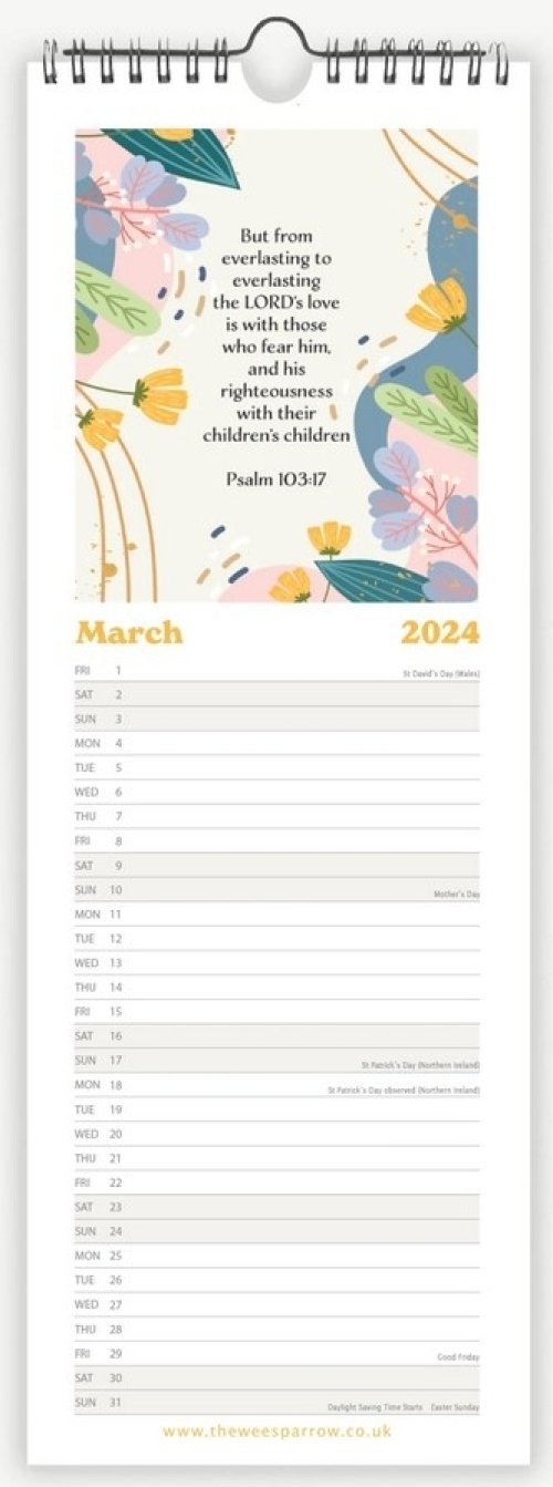 The Wee Sparrow 2024 Calendar - Slimline