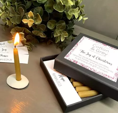 The Joy of Christmas Candles with Scripture Cards