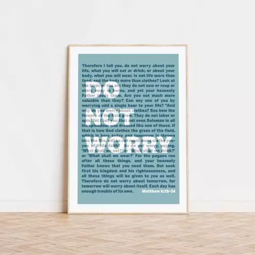 Do Not Worry - Matthew 6 - A4 Print - Blue