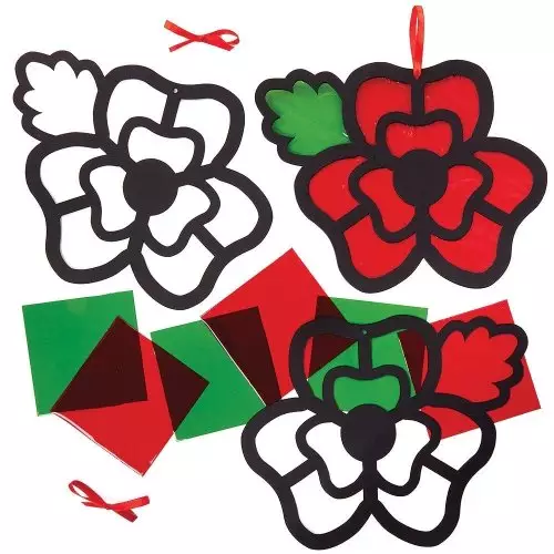 Poppy Stained Glass Decoration Kits  - Pack of 6