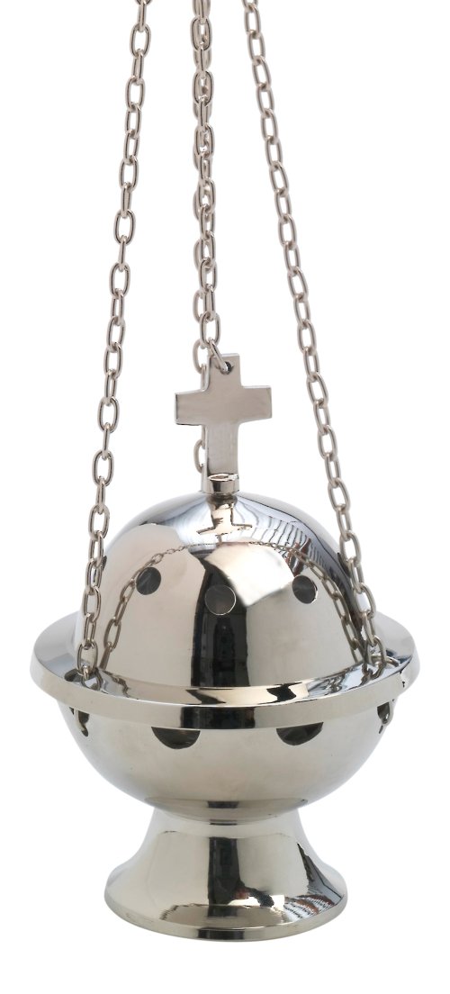 Nickel Plated Thurible with Cross H 13 cm