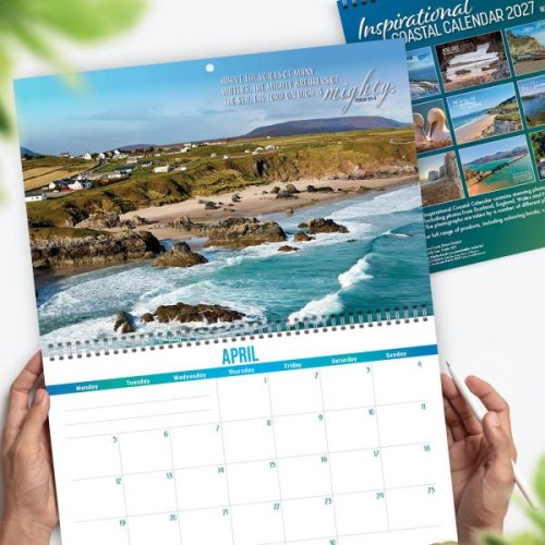 Inspirational Coastal Calendar 2027 with Bible verses on every page