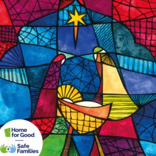 Stain Glass Nativity Charity Christmas Cards - Pack of 10 (Home For Good)