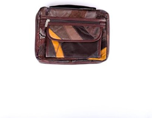 Bible Cover Patchwork Leather Brown Large