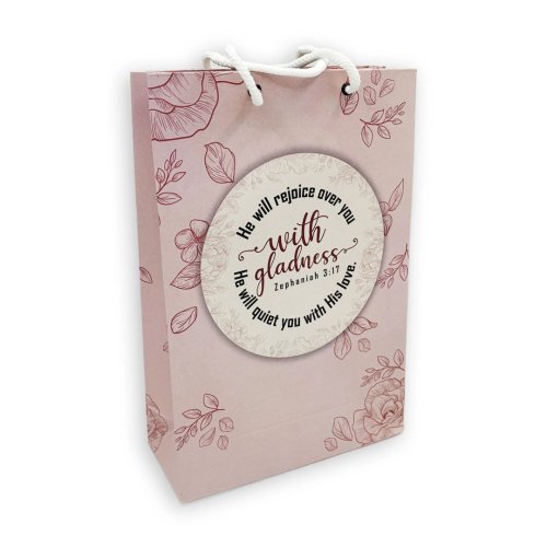 Medium Gift Bag – "He Will Rejoice Over You with Gladness" (Zephaniah 3:17)