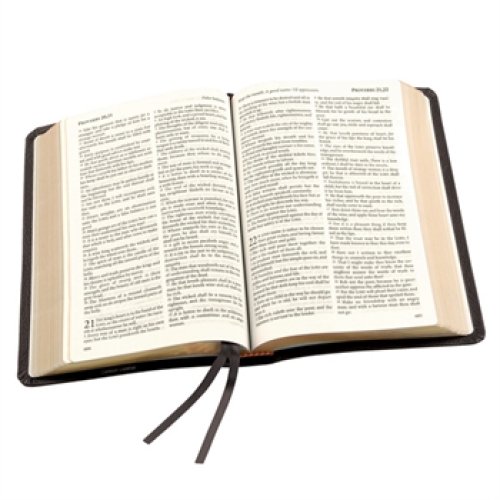 KJV Pew Bible: Black, Leather, Presentation Page, Ribbon Marker, Bible Word List, Illustrations, Reading Plan