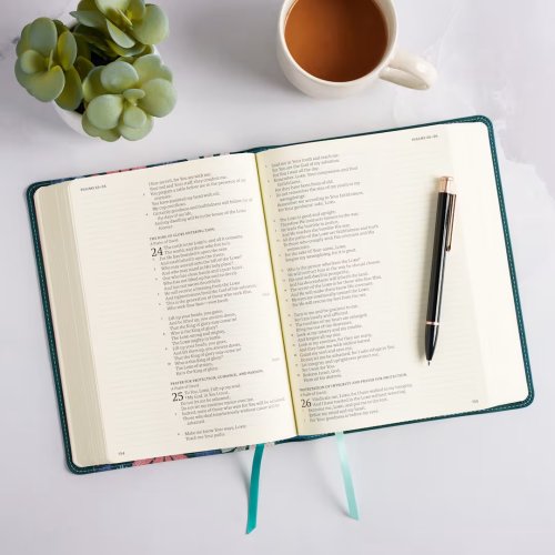NASB Notetaking Bible, Large Print Edition, Teal Floral