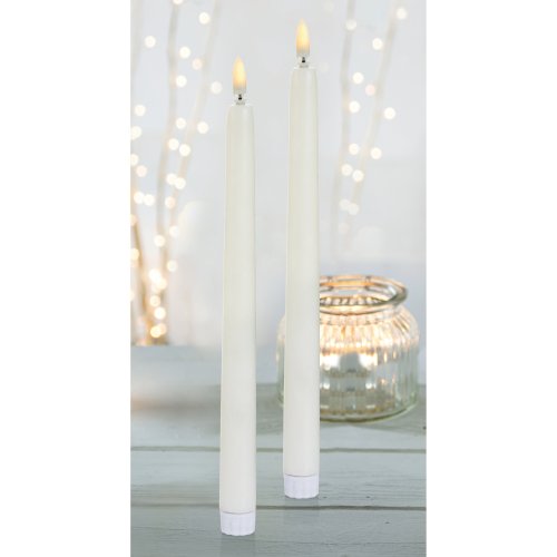 27.5cm 2 Piece Battery Operated Taper Candles with Flicker Flame