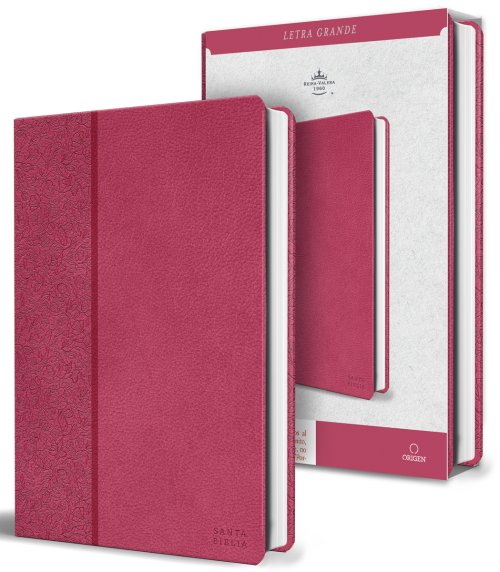 Biblia RVR 1960 letra grande tamaño manual Símil piel rosada