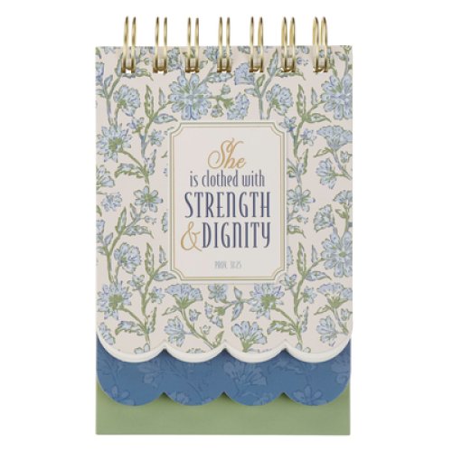 Spiral Notepad SM Blue Floral Strength And Dignity Prov. 31:25