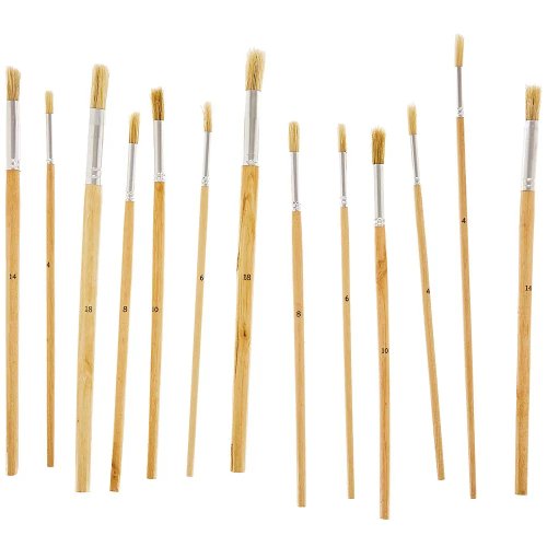 Round Tip Hog Hair Paint Brushes (Pack of 12)