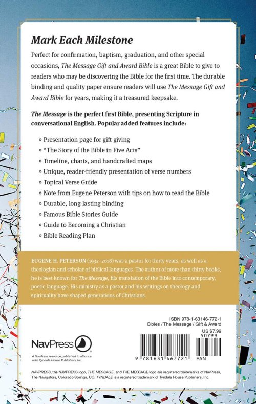 The Message Bible Gift and Award, Bible, Pink, Paperback, Presentation Page, Charts, Timelines, Colour Maps, Salvation Plan, Reading Plan