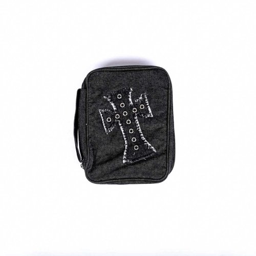 Black Cross With Grommet Bible Cover - Medium