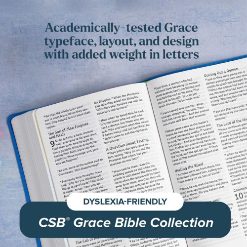 CSB Grace Bible, Charcoal Cloth Over Board (Dyslexia Friendly)