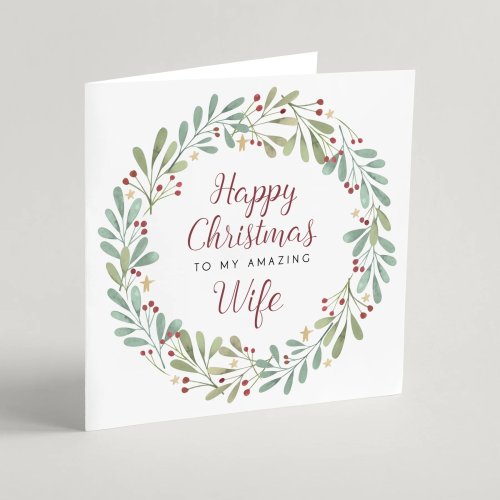 Happy Christmas to My Amazing Wife Single Christmas Card