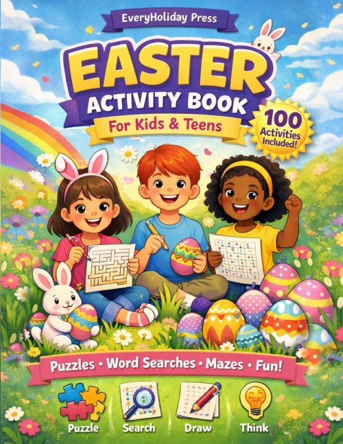Spring Easter Activity Book for Kids & teens: Puzzles  Mazes  Word Searches  Games & More!