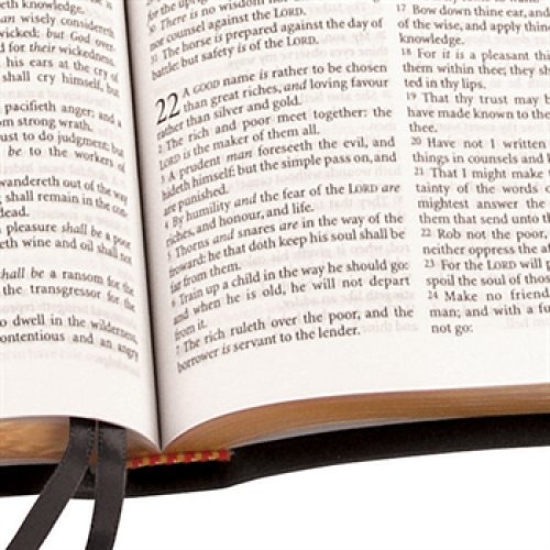 KJV Pew Bible: Black, Leather, Presentation Page, Ribbon Marker, Bible Word List, Illustrations, Reading Plan