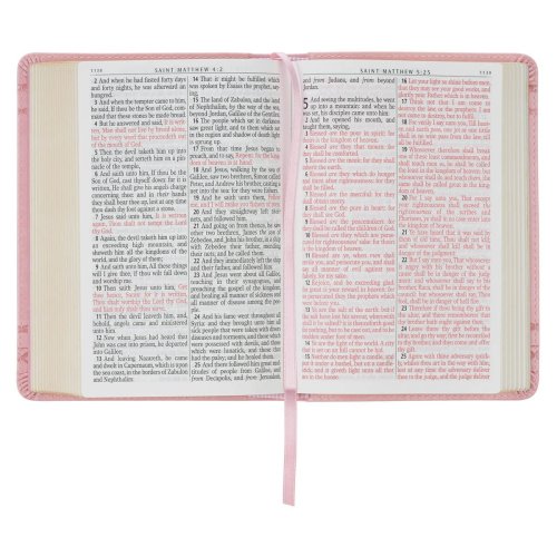 KJV Crown of Thorns Pink faux Leather Large Print Compact King James Bible