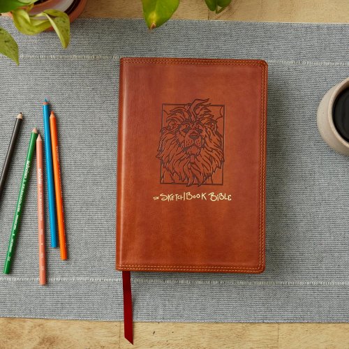 The Sketchbook Bible: The Complete Bible with Hundreds of Illustrations (NKJV, Brown Leathersoft, Red Letter, Comfort Print)