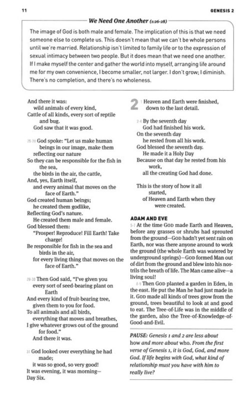 The Message Bible Devotional Bible, Blue, Hardback, Paraphrase, Scriptural Insights, Contemplative Readings, Book Introductions, Reflection Questions, Articles