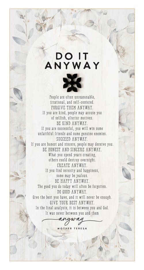 Plaque-Black Wood Emblem-Do It Anyway (6.75 x 13.625)