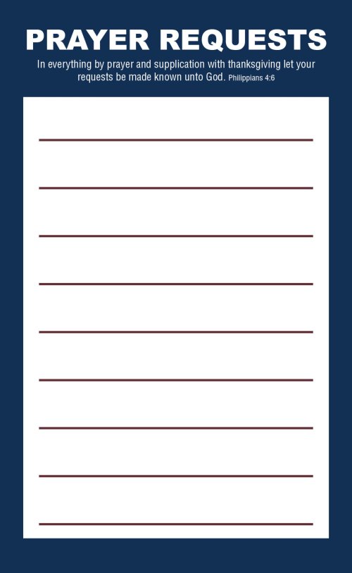 Prayer Request Card - Blue (Package of 50)