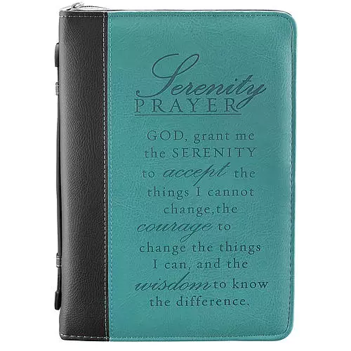 Medium Bible Cover - Serenity Prayer (Aqua) Imitation Leather