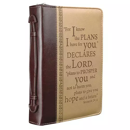 Large "I Know the Plans" Two-Tone Large Bible Cover