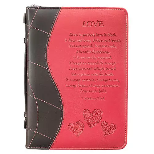 Large "Love" Pink LuxLeather Bible Cover