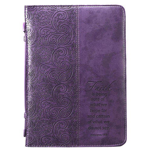 Large Faith Purple Imitation Leather Bible Cover