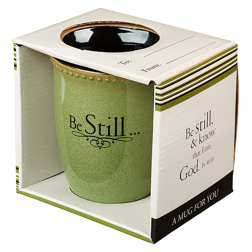 Be Still Sage Green Stoneware Coffee Mug - Psalm 46:10