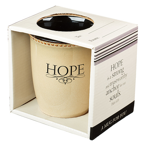 Hope Ivory Stoneware Coffee Mug - Hebrews 6:19